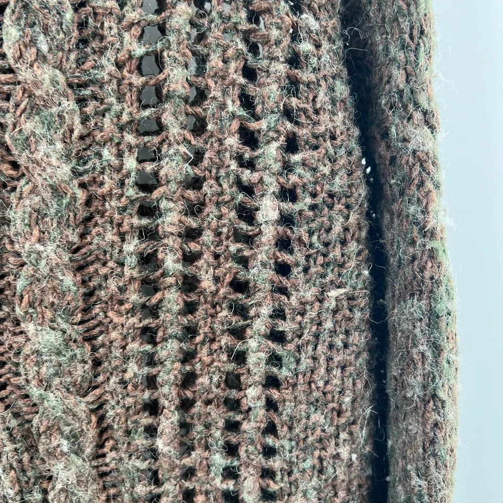 Free People loose cable knit boatneck goblincore fairycore boho sweater forest S - Picture 8 of 10
